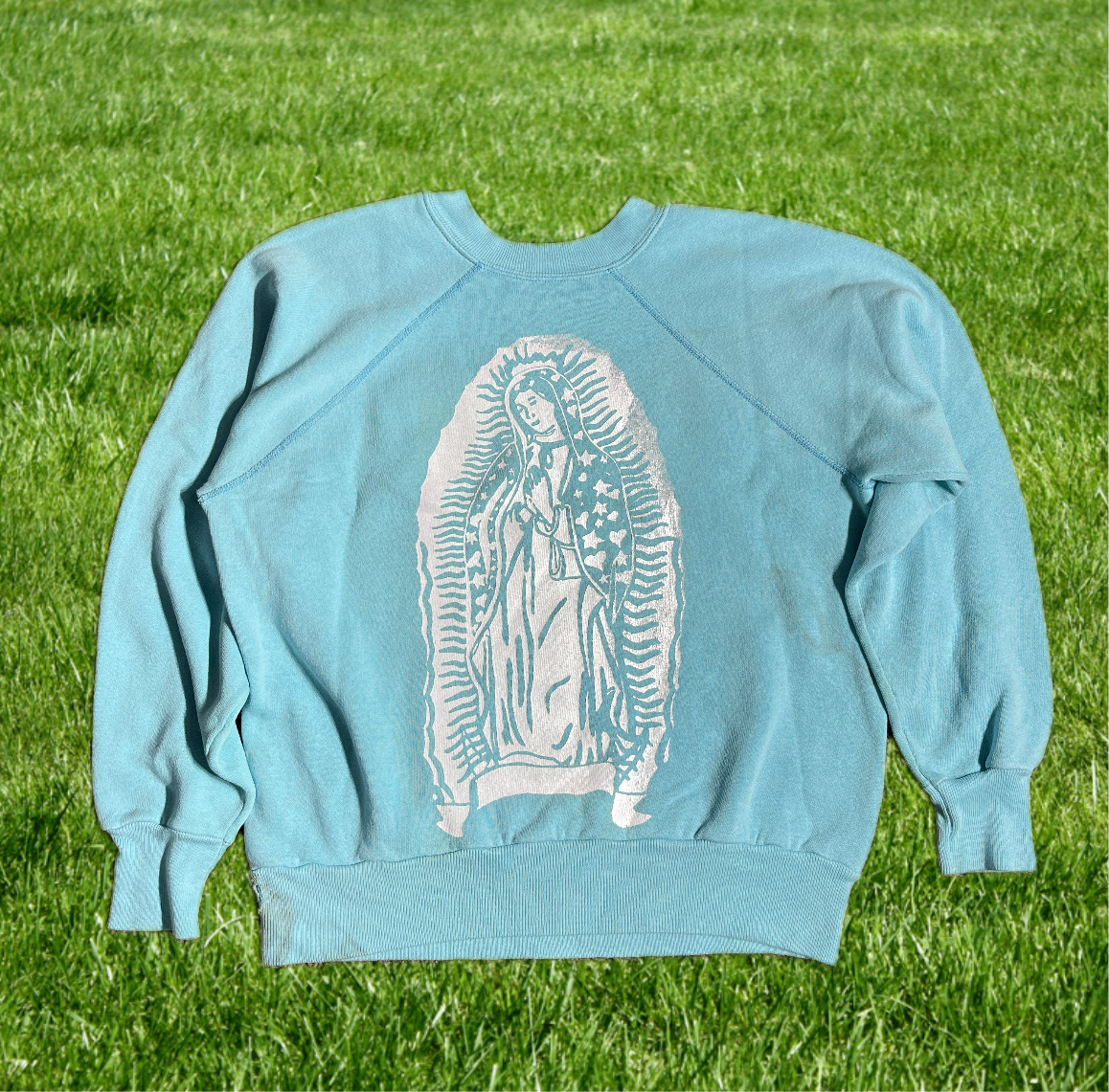M teal crewneck