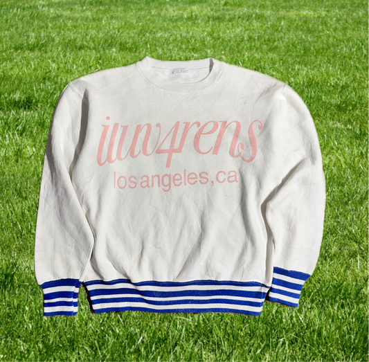 M white & pink crewneck